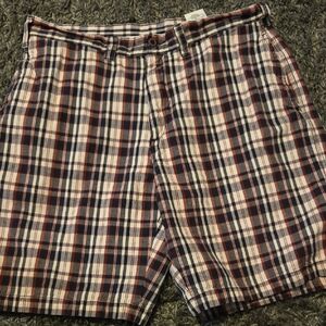 Savane Red and Blue Flat Front Shorts